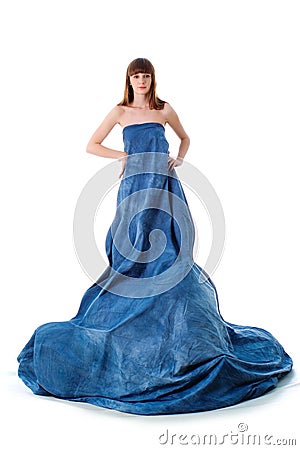 Elegance glamour woman in blue dress Stock Photo
