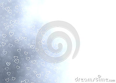 Elegance grey pale blue background with hearts with white empty one half for your message Stock Photo