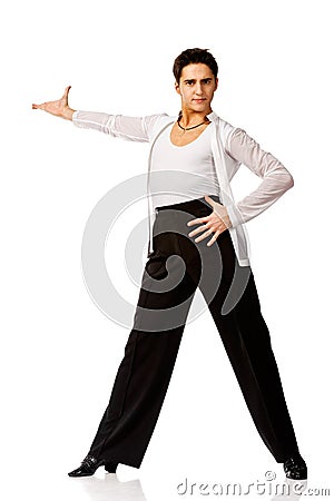 Elegance latino dancer in white shirt Stock Photo