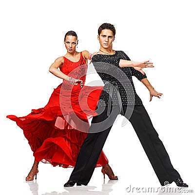 Elegance Latino dancers in action Stock Photo