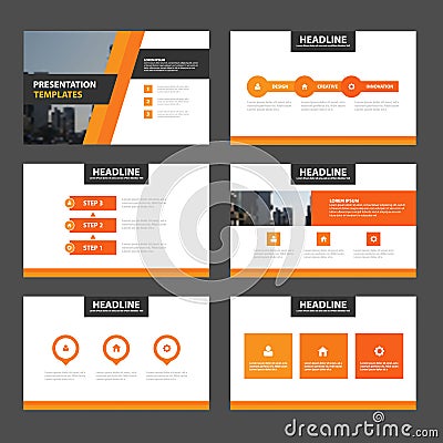 Elegance orange presentation templates Infographic elements flat design set for brochure Vector Illustration