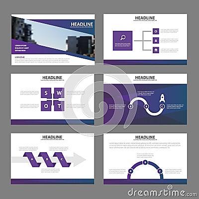 Elegance Purple presentation templates Infographic elements flat design set for brochure flyer leaflet marketing advertising Vector Illustration