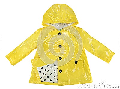 Elegance rain jacket yellow for girl Stock Photo