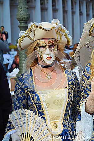 Elegance and Venetian mask, Venice, Italy, Europe Editorial Stock Photo