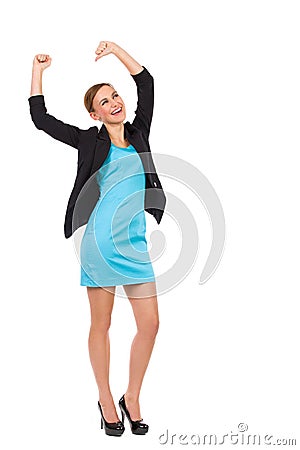 Elegance young woman celebrating success. Stock Photo