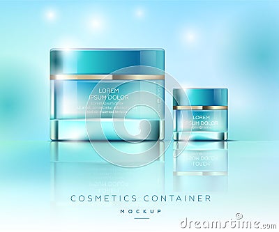 Elegancy jars for cream. Elegant cosmetics packaging mockup. Vector Illustration