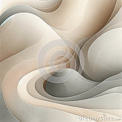 Abstract Beige Paper Waves, AI Generated Stock Photo