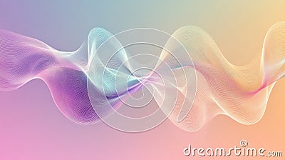 Elegant abstract background with a spiral sound wave rhythm line in soft pastel colors, forming a Stock Photo