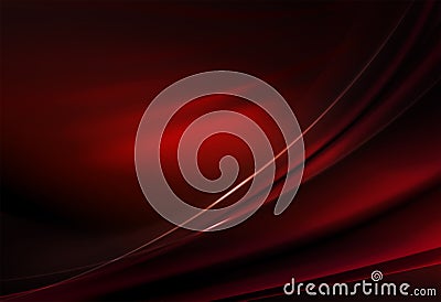 Elegant dark background of red hue with smooth stripes and gentle shine. Vector Illustration