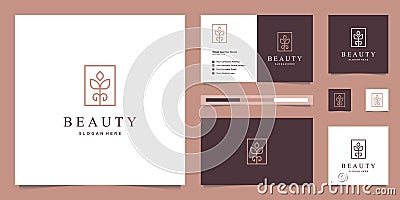 Elegant abstract flowers inspiring beauty, yoga and spa. logo design and business card Vector Illustration