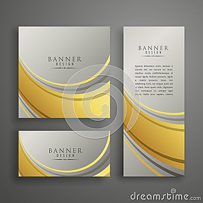 elegant abstract premium card or banner design in gold and silver color Vector Illustration