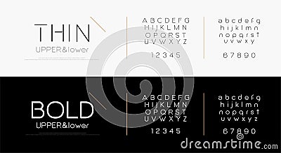 Elegant alphabet letters font set. Classic lettering typography fashion fonts thin, bold, uppercase, lowercase and number. vector Vector Illustration