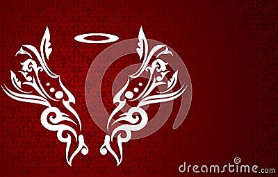 Elegant angel wing on red background Vector Illustration