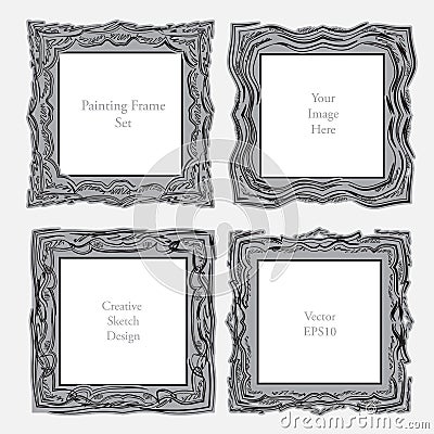 Elegant antique square picture frame Vector Illustration