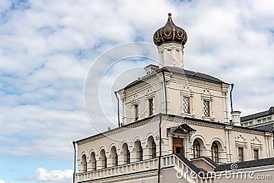 The elegant architecture of the white Palace Vvedenskaya Churchin the Kazan kremlin. Stock Photo