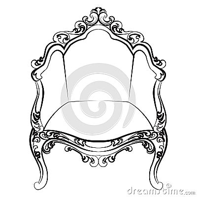 Elegant armchair with luxurious rich ornaments Vector Illustration
