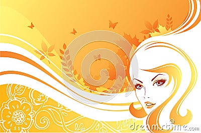 Elegant autumn girl Vector Illustration