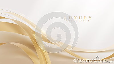 Elegant background with golden ribbon elements and glitter light effect decoration Vector Illustration