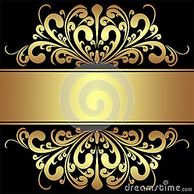 Elegant Background with royal golden Borders and Ribbon. Vector Illustration