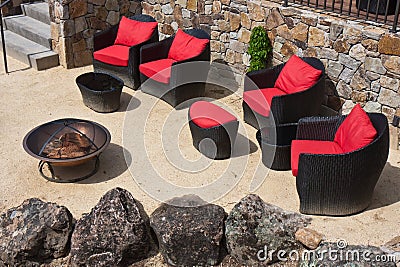 Elegant Backyard in a Napa Valley Winery Stock Photo