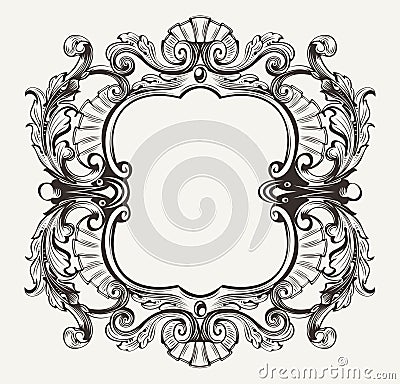 Elegant Baroque Ornate Curves Frame Stock Photo