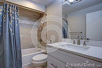 Elegant bathroom with marble bathroom floor. Stock Photo