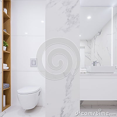 Elegant bathroom in marble tiles Stock Photo