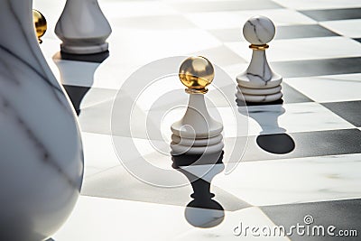 Elegant Battle: Abstract Chessboard on Polished Marble Stock Photo