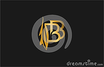 Elegant BB Letter Linked Flourishes Monogram Golden Logo Stock Photo