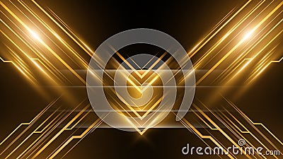 Elegant black and gold abstract luxury stage backdrop background with golden lines and shapes. Premium abstract background. Vector Cartoon Illustration