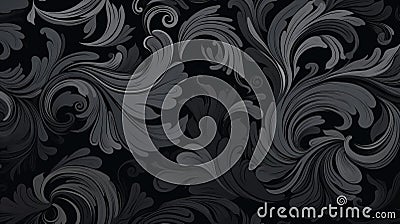 Elegant Black Inky Swirls. Swirling inky patterns on a black background evoke elegance Stock Photo
