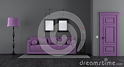 Elegant black and purple living room Stock Photo