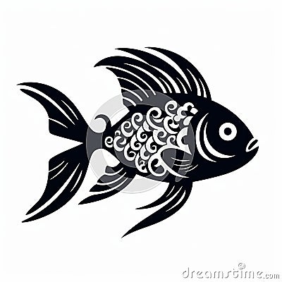 Elegant Black And White Fish Pattern Design Stock Photo