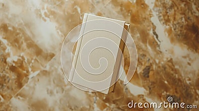 An elegant blank book mockup presented on luxurious marble background, ideal for showcasing cover art and designs. Stock Photo