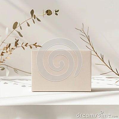 Elegant Blank Card Box Mockup with Natural Shadows. Generative ai Cartoon Illustration