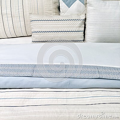 Elegant blue bed linen Stock Photo