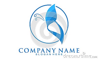 Elegant blue butterfly vector logo Vector Illustration