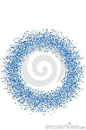 Elegant blue confetti dust scatter pattern. Triangle square circle star granules illustration Vector Illustration