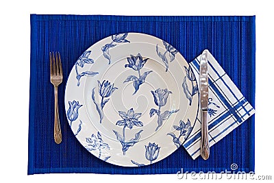 Elegant Blue eating set Stock Photo