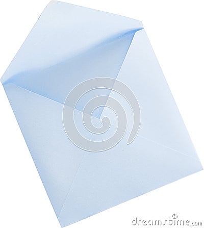 Elegant blue envelope for wedding day isolated on white Stock Photo