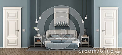 Elegant blue master bedroom Stock Photo