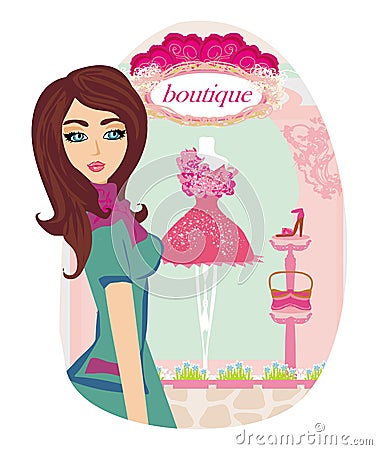 Elegant boutique storefront Vector Illustration