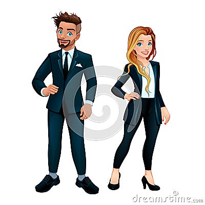 Elegant boy and girl Vector Illustration