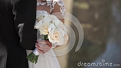 Elegant Bride and Groom Posing Together Outdoors on a Wedding Day ...