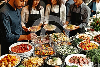 Elegant Buffet Spread at a Joyous Evening Gala. Generative AI Stock Photo