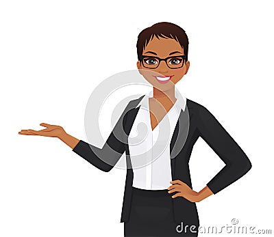 Elegant business woman showing Vector Illustration