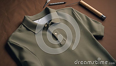 Elegant businessman shirt on wooden table with personal accessories generated by AI Stock Photo