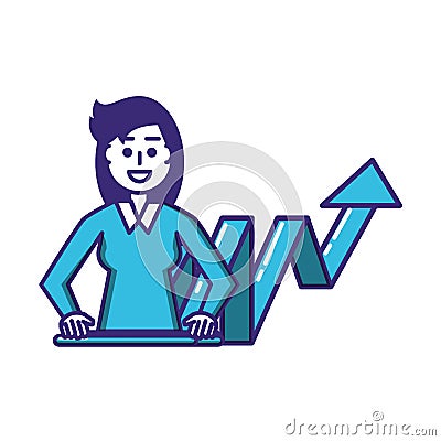 Elegant businesswoman with arrow statistics Vector Illustration