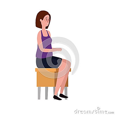 elegant businesswoman seated in bench Cartoon Illustration