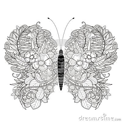 Elegant butterfly coloring page Stock Photo